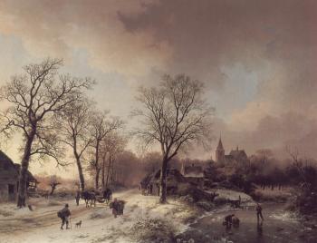 巴倫德 科內利斯 庫庫尅 Figures in a Winter Landscape 巴倫德 科內利斯 庫庫尅 Figures in a Winter Landscape